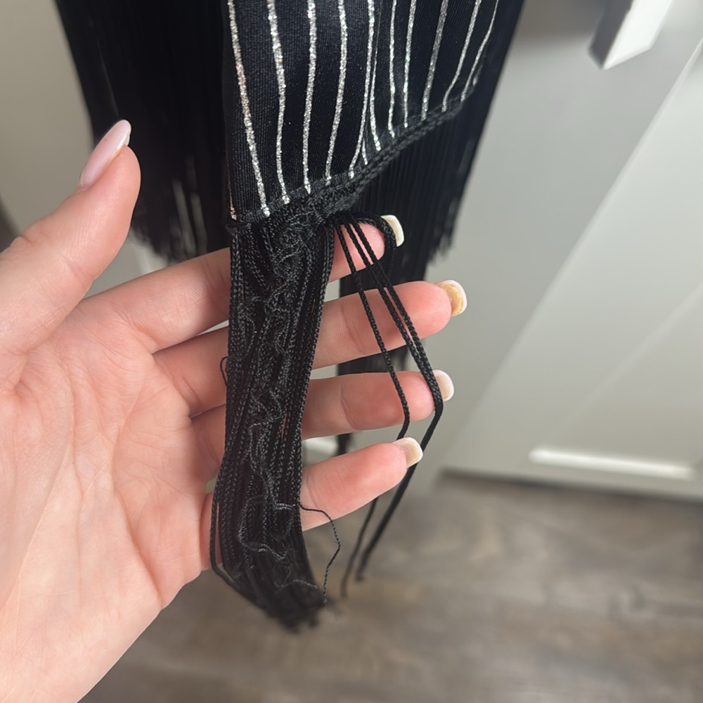 Flapper Dress Glitter Mob Pin Stripe Side Slit : Pink Black & Silver Medium / M - Picture 6 of 9